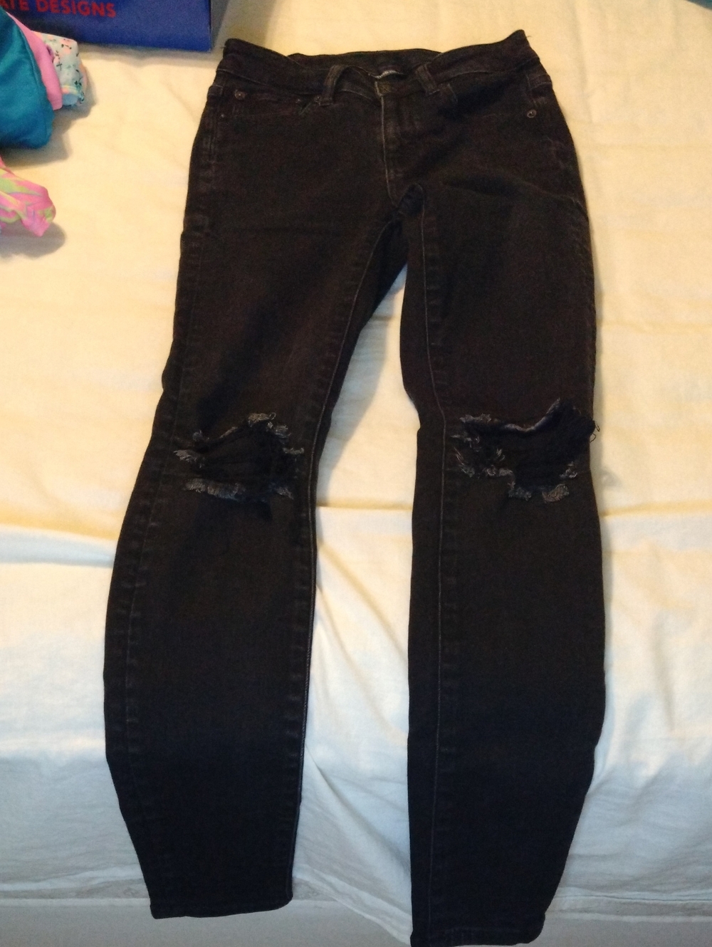 American Age Black Distressed Skinny Jeans